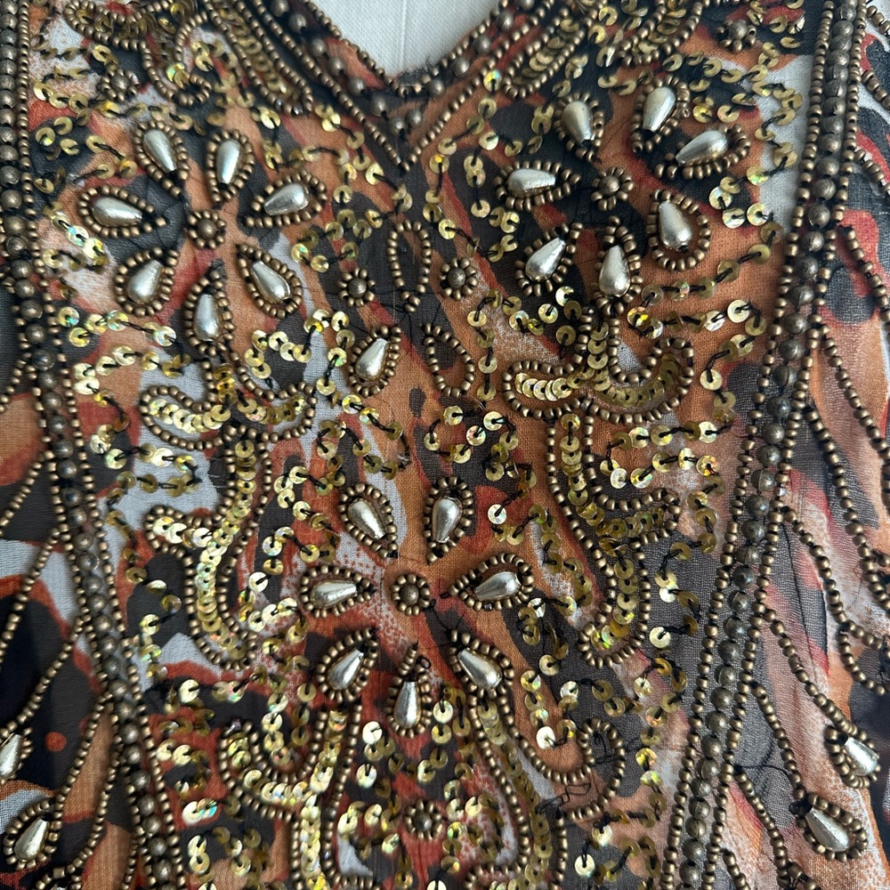 Kaftan-Tunic - Animal Print With Sequence In Gold - image 6